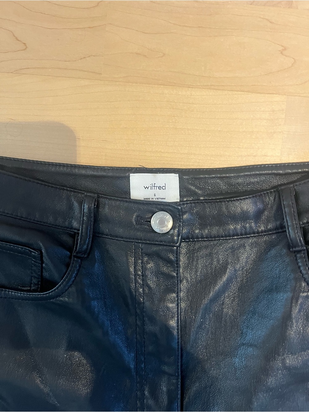 Aritzia Wilfred Black Faux Leather Pants